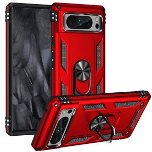 For Google Pixel 8 Pro 5G Ring Magnetic Kickstand Hybrid Case Cover - Red