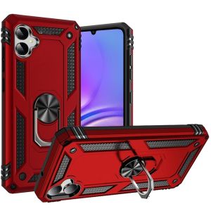 For Samsung A05 Ring Magnetic Kickstand Hybrid Case Cover - Red