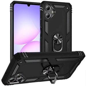For Samsung Galaxy A07 Ring Magnetic Kickstand Hybrid Case Cover - Black