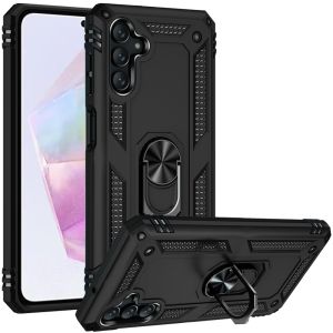 For Samsung Galaxy A36 Ring Magnetic Kickstand Hybrid Case Cover - Black