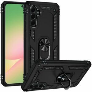 For Samsung Galaxy A57 Ring Magnetic Kickstand Hybrid Case Cover - Black