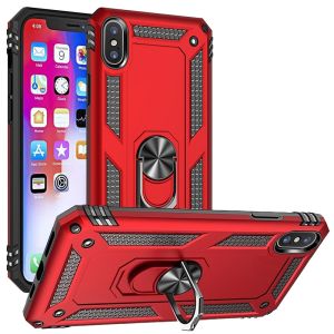 For iphone X/XS Ring Magnetic Kickstand Hybrid Case Cover - Red