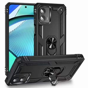For Motorola Moto G Power 5g 2024 Ring Magnetic Kickstand Hybrid Case Cover - Black