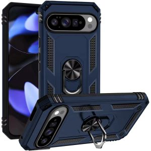 For Google Pixel 10/10 Pro Ring Magnetic Kickstand Hybrid Case Cover - Blue