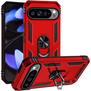 For Google Pixel 10/10 Pro Ring Magnetic Kickstand Hybrid Case Cover - Red