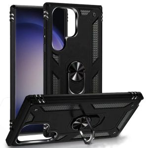 For Samsung Galaxy s24 Ring Magnetic Kickstand Hybrid Case Cover - Black
