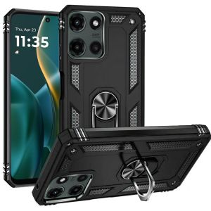 For Moto G Stylus 5G 2025 Ring Magnetic Kickstand Hybrid Case Cover - Black