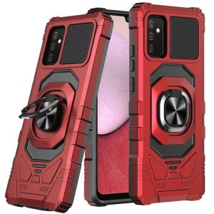 For Samsung A14 5G Robotic Hybrid with Magnetic Ring Stand Case Cover - Red