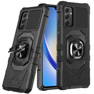 For Samsung A15 5G Robotic Hybrid with Magnetic Ring Stand Case Cover - Black