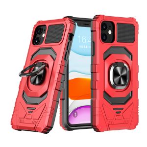 For iP15 Pro Max Robotic Hybrid with Magnetic Ring Stand Case Cover - Red