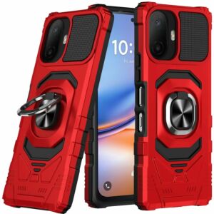 For TCL K70 5G Robotic Hybrid with Magnetic Ring Stand Case Cover - Red