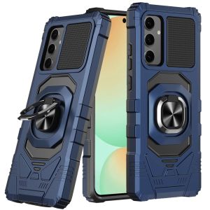 For Samsung S24 FE Robotic Hybrid with Magnetic Ring Stand Case Cover - Dark Blue