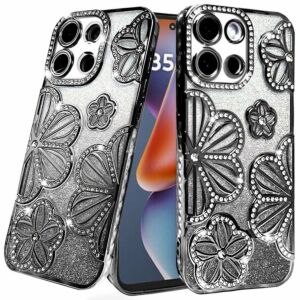 For Moto G 5G 2025/2026 - G Play 2026 - Metal Diamond CD Pattern Design Matte Finished Hybrid with Rotational Ring [Car Mount Friendly] Case - 3