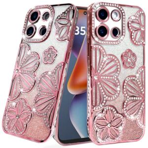 For Moto G 5G 2025/2026 - G Play 2026 - Metal Diamond CD Pattern Design Matte Finished Hybrid with Rotational Ring [Car Mount Friendly] Case - 9