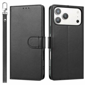 For Samsung Galaxy A27 Classic Leather Wallet Folio Case with wrist strap - Black