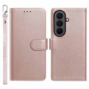 For Samsung Z Fold 8 Ultra Classic Leather Wallet Folio Case with wrist strap - Rose Gold
