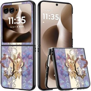For Motorola Razr Ultra 2025 SPLENDID Diamond Glitter Ornaments Engraving Case Cover - Enchanted Butterfly Purple