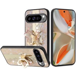 For Google Pixel 10 Pro XL SPLENDID Diamond Glitter Ornaments Engraving Case Cover - Enchanted Butterfly Gold