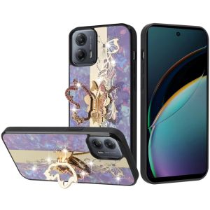 For Motorola Moto G 5G 2024 SPLENDID Diamond Glitter Ornaments Engraving Case Cover - Enchanted Butterfly Purple