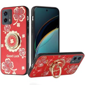 For Motorola Moto G 5G 2024 SPLENDID Diamond Glitter Ornaments Engraving Case Cover - Good Luck Floral Red