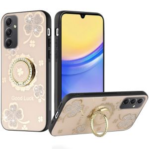 For Samsung A16 5G SPLENDID Diamond Glitter Ornaments Engraving Case Cover - Good Luck Floral Gold