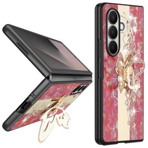 For Samsung Z Fold 7 SPLENDID Diamond Glitter Ornaments Engraving Case Cover - Enchanted Butterfly Red