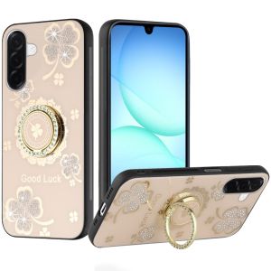 For Samsung A17 5G SPLENDID Diamond Glitter Ornaments Engraving Case Cover - Good Luck Floral Gold