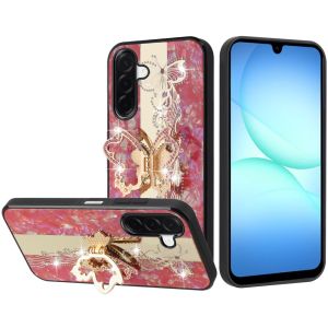 For Samsung A17 5G SPLENDID Diamond Glitter Ornaments Engraving Case Cover - Enchanted Butterfly Red