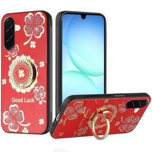 For Samsung A17 5G SPLENDID Diamond Glitter Ornaments Engraving Case Cover - Good Luck Floral Red