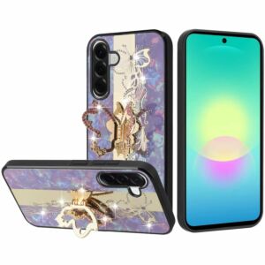 For Samsung Galaxy A27 SPLENDID Diamond Glitter Ornaments Engraving Case Cover - Enchanted Butterfly Purple