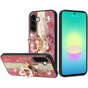 For Samsung Galaxy A27 SPLENDID Diamond Glitter Ornaments Engraving Case Cover - Enchanted Butterfly Red