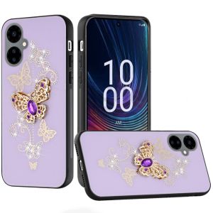 For Celero 3 5G 2024 SPLENDID Diamond Glitter Ornaments Engraving Case Cover - Garden Butterflies Purple