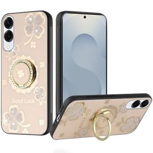 For Samsung Galaxy s25 Edge SPLENDID Diamond Glitter Ornaments Engraving Case Cover - Good Luck Floral Gold