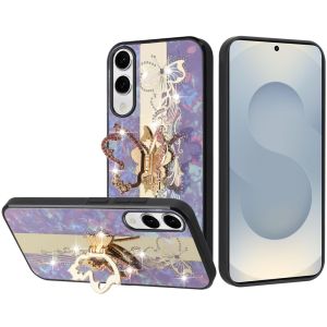 For Samsung Galaxy s25 Edge SPLENDID Diamond Glitter Ornaments Engraving Case Cover - Enchanted Butterfly Purple