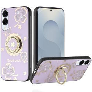 For Samsung Galaxy s25 Edge SPLENDID Diamond Glitter Ornaments Engraving Case Cover - Garden Butterflies Purple