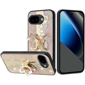 For Google Pixel 10a SPLENDID Diamond Glitter Ornaments Engraving Case Cover - Enchanted Butterfly Gold