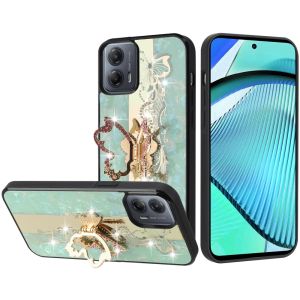 For Motorola Moto G Power 5g 2024 SPLENDID Diamond Glitter Ornaments Engraving Case Cover - Enchanted Butterfly Mint