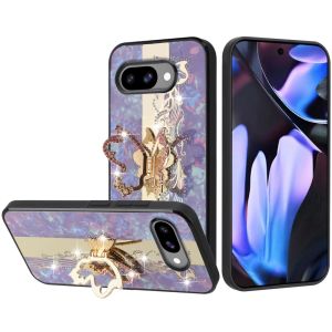 For Google Pixel 9A SPLENDID Diamond Glitter Ornaments Engraving Case Cover - Enchanted Butterfly Purple