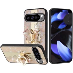 For Google Pixel 10/10 Pro SPLENDID Diamond Glitter Ornaments Engraving Case Cover - Enchanted Butterfly Gold