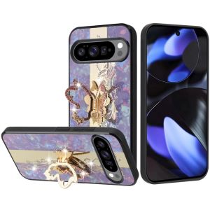 For Google Pixel 10/10 Pro SPLENDID Diamond Glitter Ornaments Engraving Case Cover - Enchanted Butterfly Purple