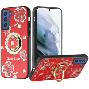 For Samsung Galaxy s20 Ultra s11 Plus s11+ 6.9inch SPLENDID Diamond Glitter Ornaments Engraving Case Cover - Good Luck Floral Red