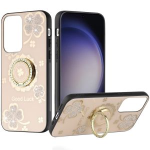 For Samsung Galaxy s24 Ultra SPLENDID Diamond Glitter Ornaments Engraving Case Cover - Good Luck Floral Gold