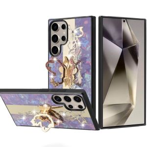 For Samsung s25 Ultra SPLENDID Diamond Glitter Ornaments Engraving Case Cover - Enchanted Butterfly Purple