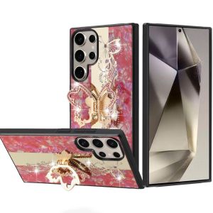 For Samsung s25 Ultra SPLENDID Diamond Glitter Ornaments Engraving Case Cover - Enchanted Butterfly Red