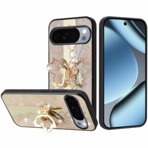 For Google Pixel 11 Pro XL SPLENDID Diamond Glitter Ornaments Engraving Case Cover - Enchanted Butterfly Gold
