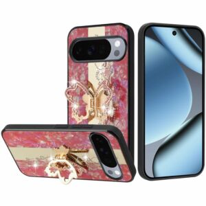 For Google Pixel 11 Pro XL SPLENDID Diamond Glitter Ornaments Engraving Case Cover - Enchanted Butterfly Red