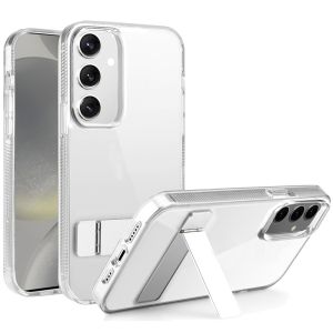 For Samsung Galaxy s24 Plus Sturdy Metal Kickstand Premium Transparent 2.0mm Thick PC TPU - Clear
