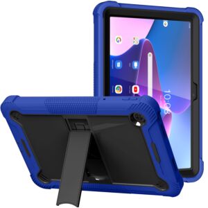 For TCL Tab 10 5G Tough Tablet Strong Kickstand Hybrid Case Cover - Dark Blue
