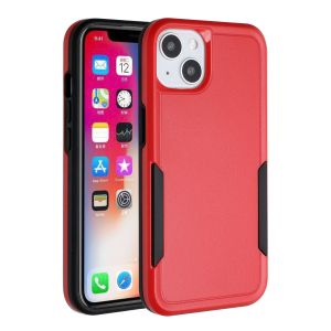 For iPhone 14 PLUS Tough Strong Dual Layer Flat Hybrid Case Cover - Red