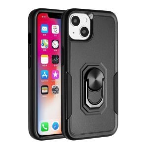 For Samsung Galaxy Z Flip 4 Tough Strong Dual Layer Flat Magnetic Ring Stand Case Cover - Black